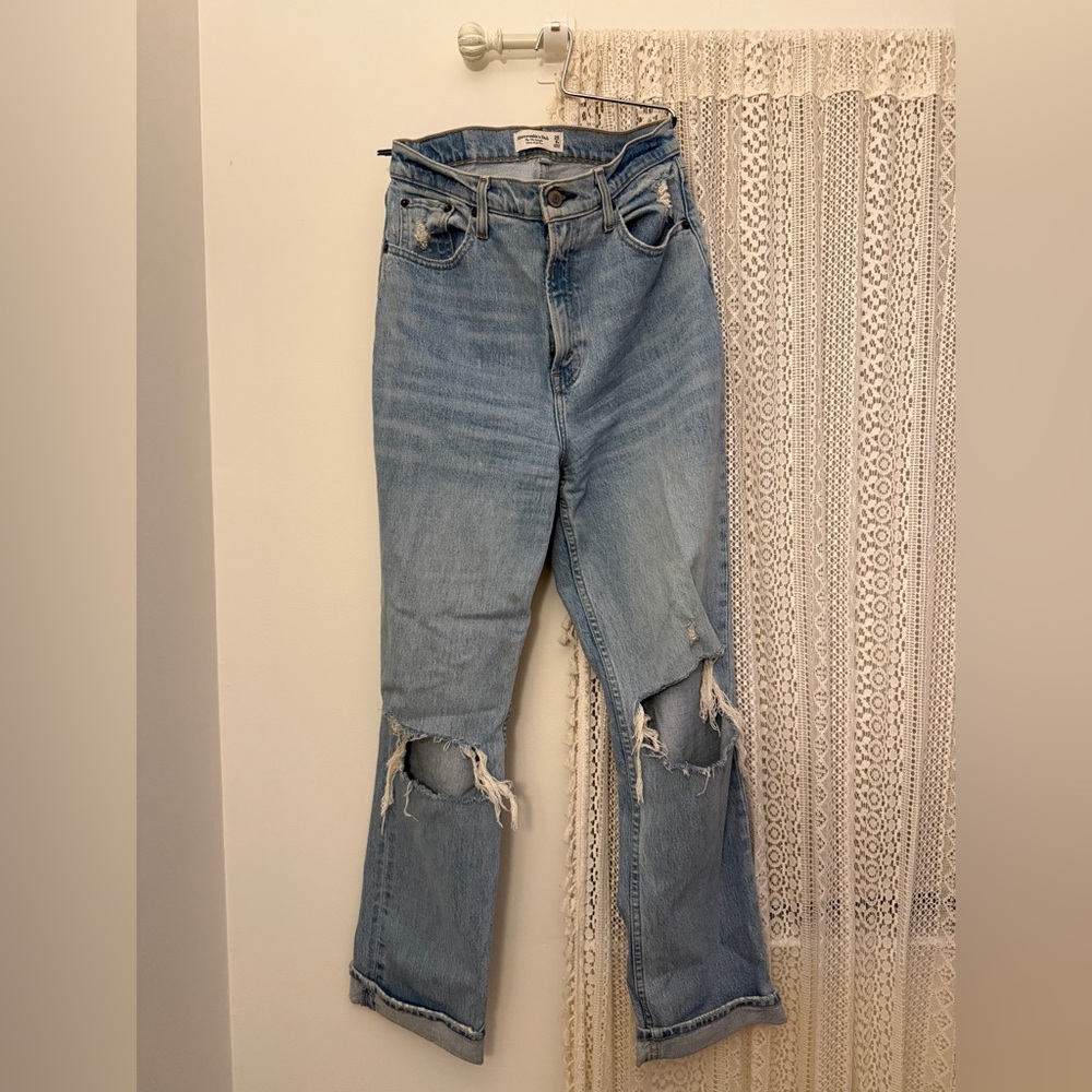Abercrombie & Fitch Light Blue Distressed Flare Jeans